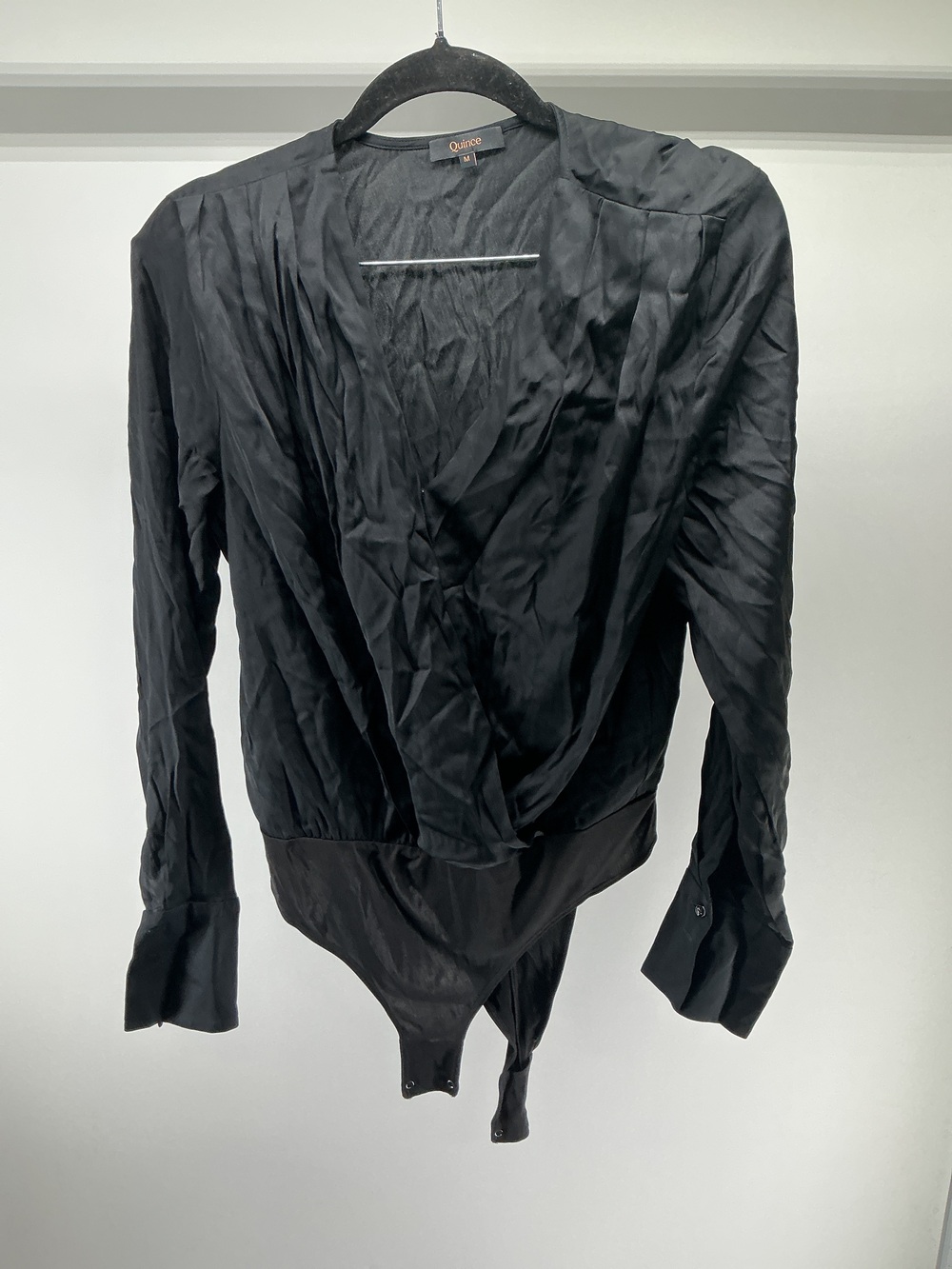Washable Stretch Silk Surplice Bodysuit
